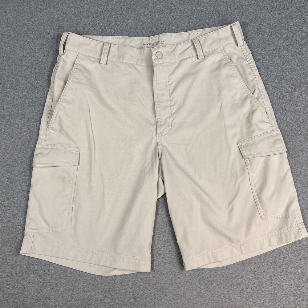 Nike Golf Shorts Mens 32 Inseam 9" Khaki Cargo Lightweight Performance Dri-Fit